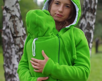 On SALE Versatile polar fleece babywearing maternity jacket for carrier  wrap sling kangaroo hoodie (front/back) FROGGY STYLE