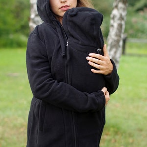 Chaqueta de maternidad polar versátil para portear bebés, portabebés (como Tula, Ergobaby), bandolera tipo canguro con capucha (delante/detrás) ESTILO FROGGY