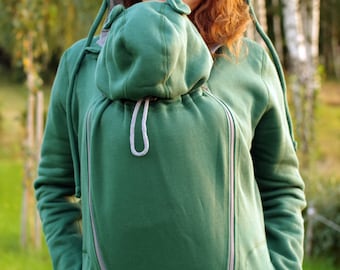 Tandemwearing, Insert bébé supplémentaire pour 3-en-1 Avant/Arrière COTON Babywearing Veste /manteau FROGGY STYLE, sweat à capuche kangourou, bouteille verte, maternité