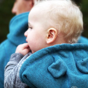 Tandemwearing, Extra baby insert for 3-in-1 Front/Back COTTON Babywearing Jacket /coat FROGGY STYLE, kangaroo hoodie, petrol, maternity