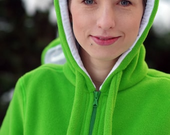 Pregnancy insert for 4-in-1 front/back babywearing jacket FROGGY STYLE maternity, kangaroo hoodie, fleece coat, green