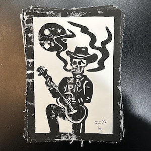 cowboy woodblock