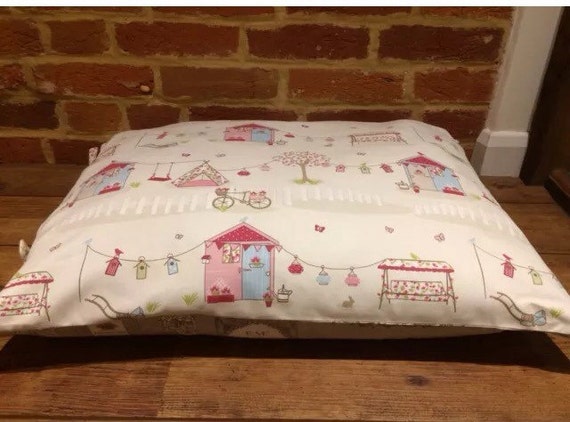Dog Bed Cover Beach Huts Vintage Label Tie Side Reversible Etsy