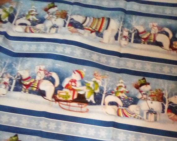1 Meter Cotton Novelty Fabric, Snowmen Winter Theme Fabric, Snowy Friends by Wilmington, Winter Fun Fabric