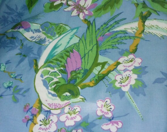 2.5 Yards Bird and Floral Fabric, Water Resistant Cotton Blend Material, Upholstery Water Resistant and Anti-pill