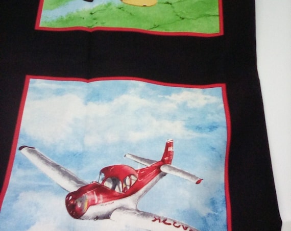Airplane Quilting Panel, Cotton Novelty Panel, Avionics Theme Sewing Panel, Cotton Airplane Material