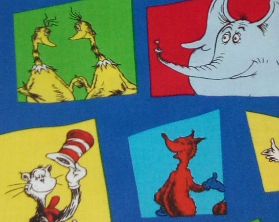1 Yard of 100% Cotton Novelty Fabric, Dr. Seuss Book Covers Fabric, Dr. Seuss Material