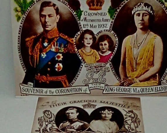 King George Coronation Souvenir Photograph, British 1937 King George VI and Queen Elizabeth Souvenir Photos