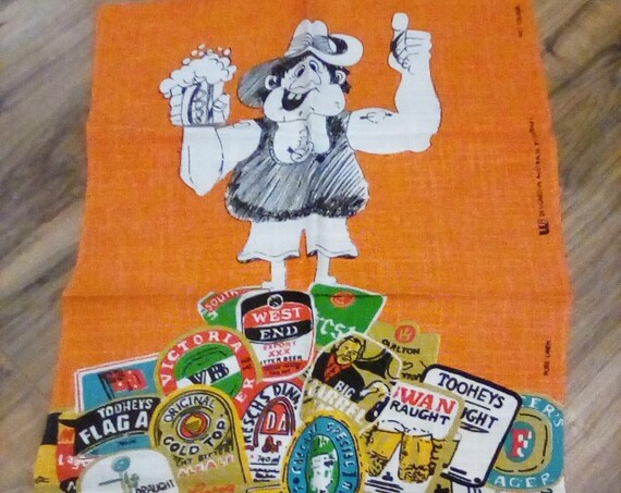 Vintage Australian Tea Towel, Aussie Beer Lover's Souvenir Towel, Aussie Beer Advertisement Towel, Australian Beer