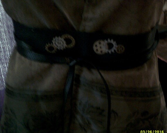 Steampunk Black Faux Leather Wrap Belt, Cosplay Accessory