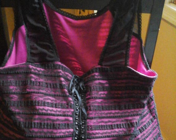 Corset Hand Bag in Pink and Black, Re-purposed Corset to a Handbag, Recycled, Corset, #CorsetPurse, #OOAKgift, One-of-a-kind Corset Handbag