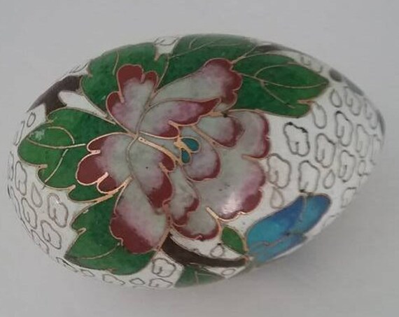 Vintage Japanese Painted Egg, Floral