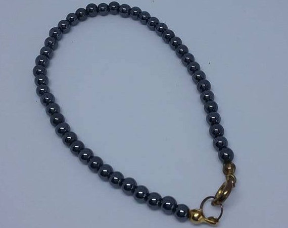 Women's Hematite Bead Bracelet, Calmness, Holistic