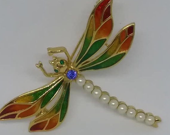 Vintage Carucci Brooch, Carucci Signed Vintage Brooch, Dragonfly Brooch, Signed Dragonfly Brooch, Signed Vintage Brooch, Dragonfly pin