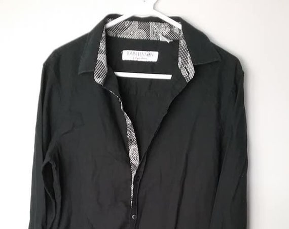 Vintage John Lennon English Laundry Shirt, Black John Lennon Dress Shirt, Black John Lennon Dress Shirt by English Laundry, John Lennon