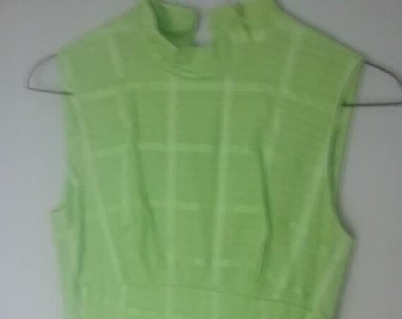 1960s Cotton Maxi Dress, Sleeveless Lime Green,