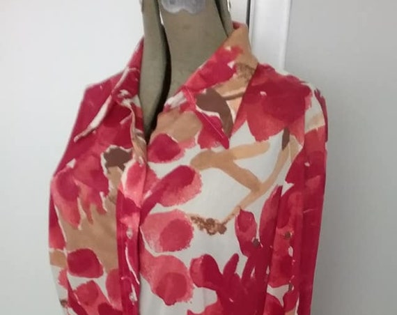 Vintage Vera Neumann Blouse, Long Sleeve Nylon Mix