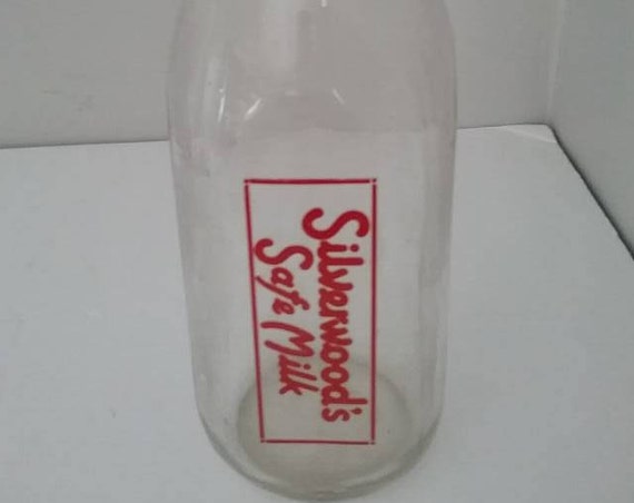 Vintage Glass Silverwoods Milk Bottle, Ontario Dairy