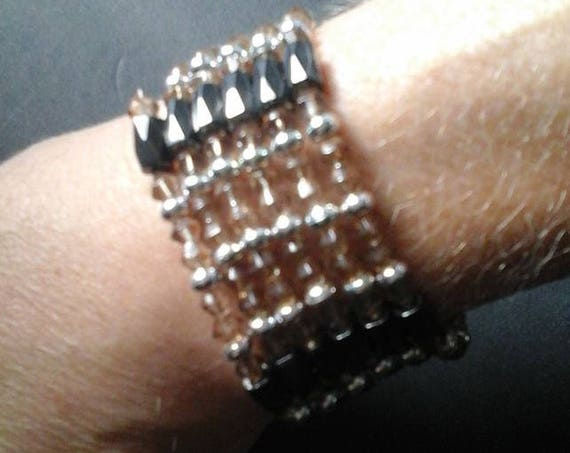Vintage Magnetic Hematite and Crystal-like Beads, Magnetic Hematite Healing Beads, Vintage Hematite Magnetic Beads, Vintage