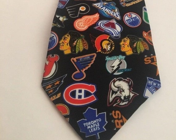 National Hockey League 1990's Team Logos Men's Necktie