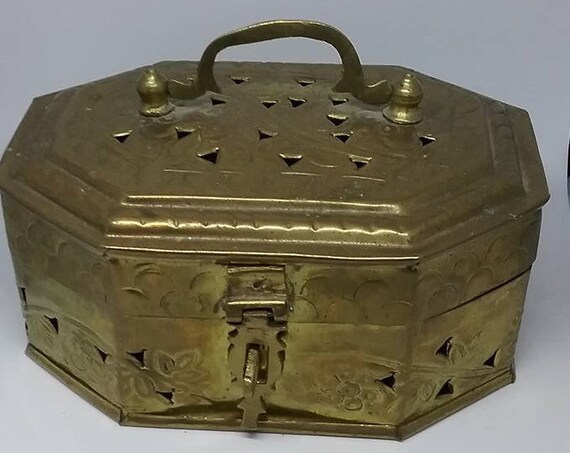 Vintage Brass Cricket Box, Handmade in India