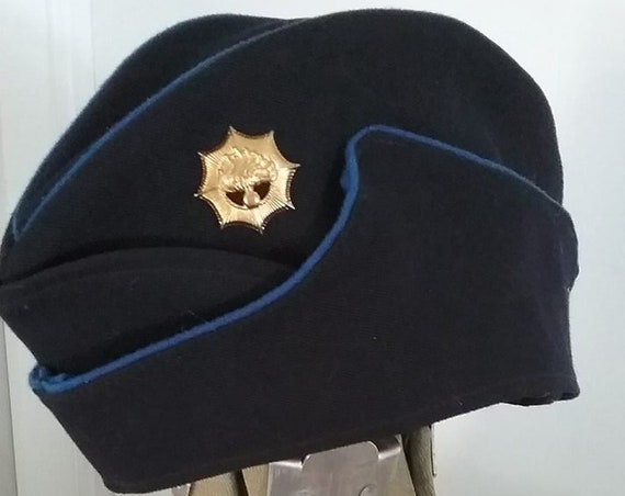 Vintage Military Black Wedge Cap