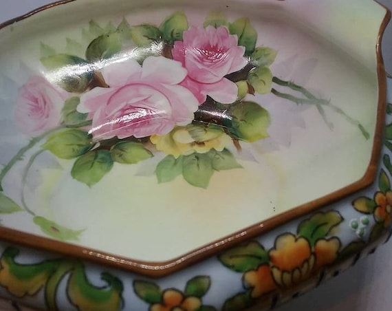Noritake Morimura Luster Ware Bowl, Noritake Luster Ware Bowl, Morimura Handpainted Vintage Bowl, Vintage Morimura Art Deco Bowl, Tab Handle
