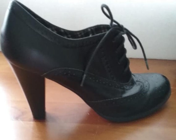 Victorian Steampunk, Goth Black Lace up Granny Boots