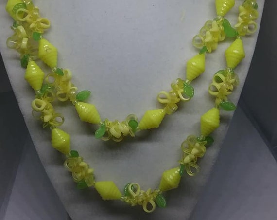 Vintage Plastic Fruit Salad Necklace, Double Strand