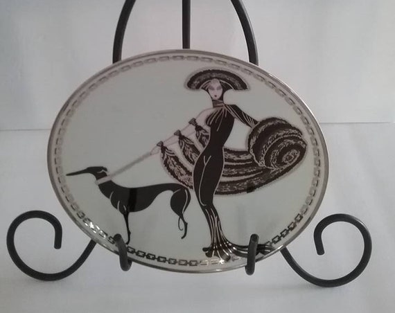 Franklin Mint House of Erte Series, Limited Edition plate, Symphony in Black