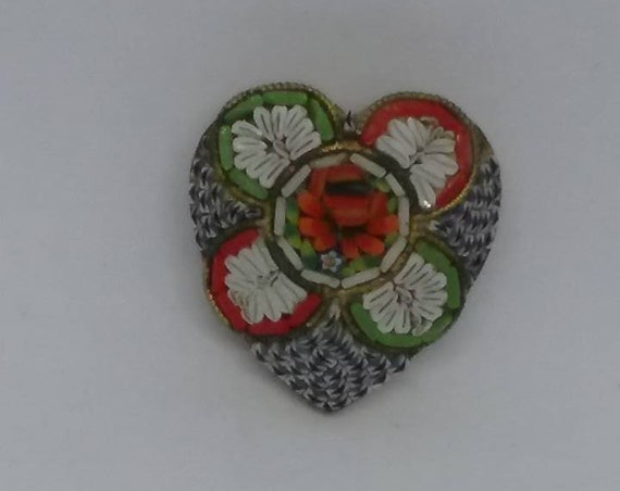 Victorian Micro Mosaic Brooch, Italy Stamp