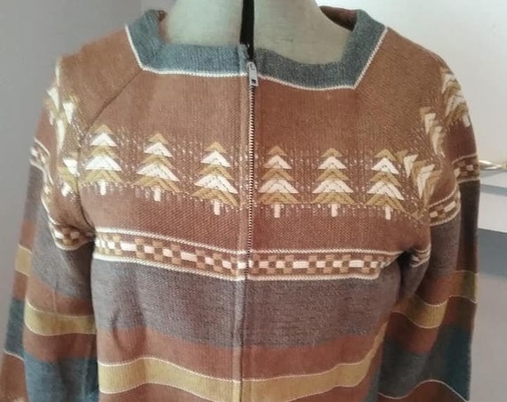 Vintage Women's Cardigan, Vintage Woodward's Made in Italy Sweater, 1970s Italian Box Style Zipper Sweater, Vintage Italian Women's Sweater