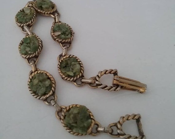 Vintage Jade Bracelet, Chip Stone