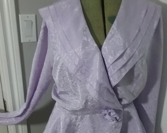 Vintage Peplum Blouse, Faux Wrap, Mauve