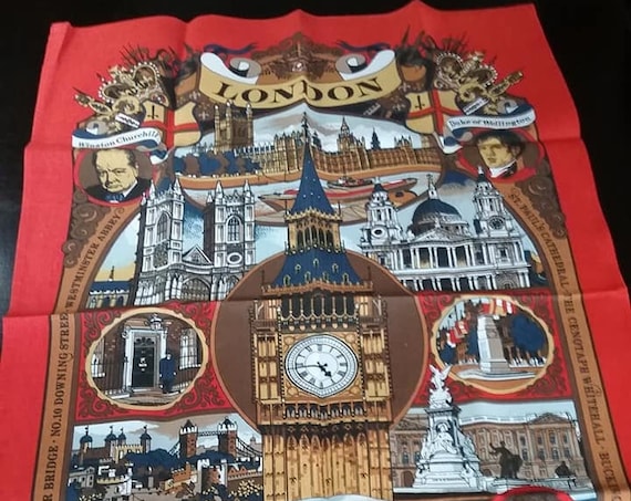 Tea Towel of London England, Historical Sites and People