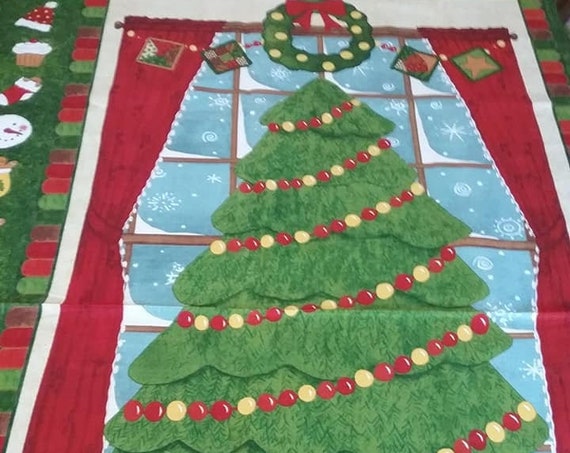 Christmas Tree Material, Christmas Fabric, Advent Christmas Tree Sewing Panel,