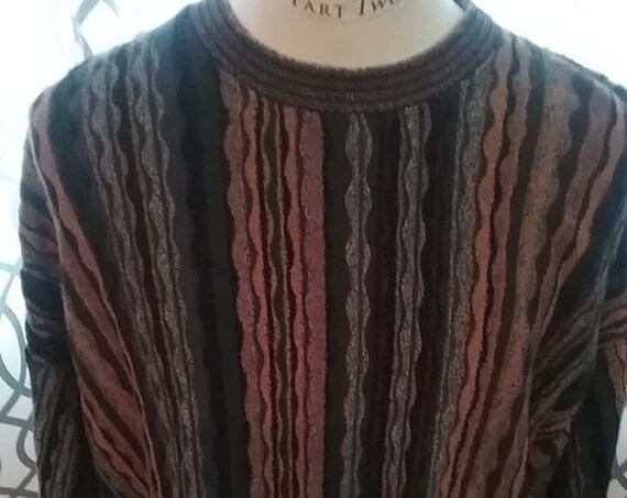 Vintage Coogi Style Pullover, Bachrach Canada Sweater, Cotton/Silk Mix, Size XL