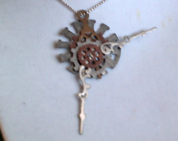 Steampunk Necklace, Gears in Time, Up-cycled Watch Parts