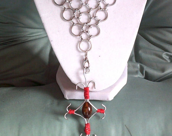 Wire Cross and Web Choker, Handmade Unisex Goth ,