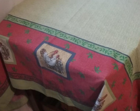 Vintage Hen and Chicken's Tablecloth