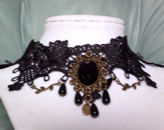 Goth Black Lace Choker, Victorian Steampunk Cosplay
