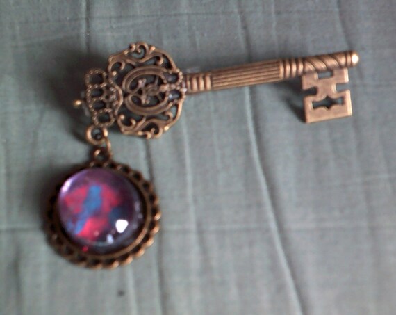 Steampunk Key Brooch, Handmade