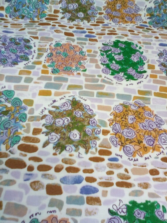 2 Yards Floral Fabric, Modern Floral Material, Bouquets of Watercolor Flowers, Quilting Cotton Floral Fabric