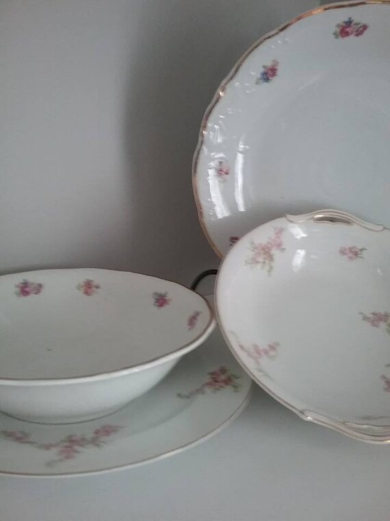 Large Platters and Bowls, Vintage Mismatched Large Platters and Bowls, Large Vintage Platters and Bowls, Dining Platters and Bowls China