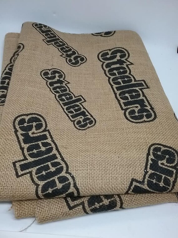 NFL Licensed Steelers Fabric, 1 Yard Burlap, Pittsburgh Steelers Material