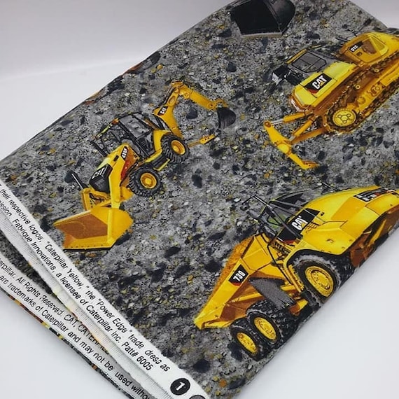 1 Yard Cat Construction Print Fabric, Caterpillar Trademarked