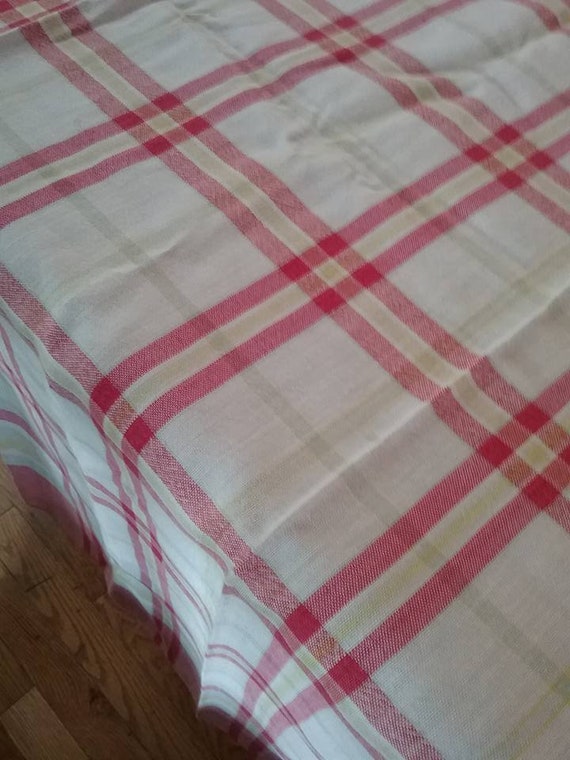 Vintage Red Plaid Table Cloth, Rectangle