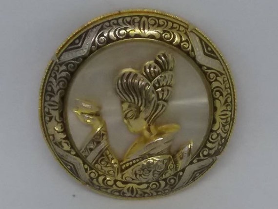 Vintage Damascene Brooch, Figural