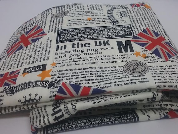 Retro Cotton Material, British Flag and Newspaper Print, 2+ Yards Fabric