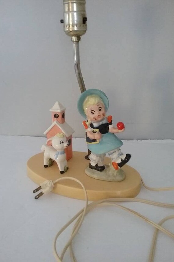 Vintage Nursery Rhyme Lamp, Mary Had A Little Lamb
